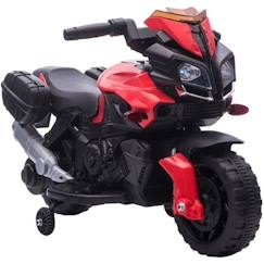 Moto électrique enfant HOMCOM - Rouge - 6 V - Effet lumineux et sonore - Valises latérales métal PP  - vertbaudet enfant