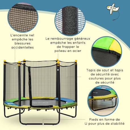 Trampoline enfant - HOMCOM - Ø 140 cm - Noir NOIR 4 - vertbaudet enfant 