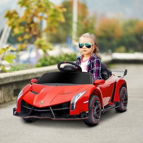 HOMCOM Voiture électrique licence Lamborghini Veneno 12V pour enfants avec portes papillon pour 3-6 ans, rouge ROUGE 2 - vertbaudet enfant 