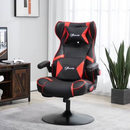 Fauteuil gaming fauteuil de bureau gamer fonction audio pivotant réglable accoudoirs relevables rouge noir 69x73x118cm Rouge ROUGE 2 - vertbaudet enfant 