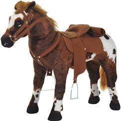 Jouet-Cheval en Peluche HOMCOM avec Effets Sonores et Accessoires - Marron Blanc