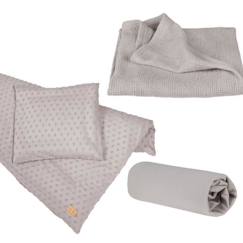 ROBA Coffret Bébé Bio "Lil Planet" - Linge de Lit + Drap Housse + Couverture - Gris argenté  - vertbaudet enfant