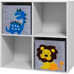 Meuble de rangement jouets enfant étagère de jouet pour chambre d'enfant 4 casiers 2 tiroirs non tissé MDF blanc  - vertbaudet enfant