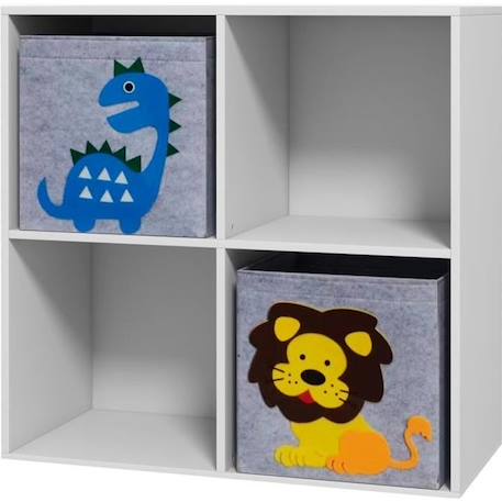 Meuble de rangement jouets enfant étagère de jouet pour chambre d'enfant 4 casiers 2 tiroirs non tissé MDF blanc BLANC 1 - vertbaudet enfant 