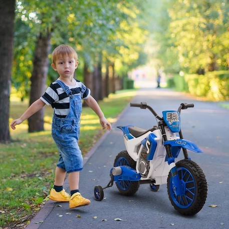 Moto Cross électrique pour Enfant HOMCOM - Bleu - 3 à 5 Ans - 12V - 3-8 Km/h - Roulettes latérales Amovibles BLEU 2 - vertbaudet enfant 