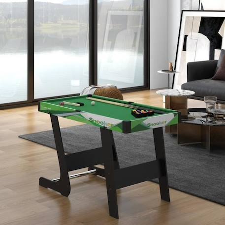 SPORTNOW Table de billard pliable américain compact avec accessoires 2 queues, 16 billes, traingle, craie, tapis vert VERT 2 - vertbaudet enfant 