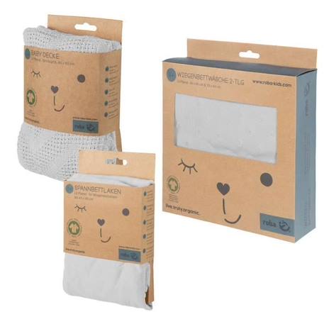 ROBA Coffret Bébé Bio 'Lil Planet' - Linge de Lit + Drap Housse + Couverture - Gris argenté GRIS 4 - vertbaudet enfant 