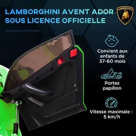 Voiture électrique enfant licence Lamborghini Aventador roadster SVJ télécommande effets sonores lumineux vert VERT 4 - vertbaudet enfant 