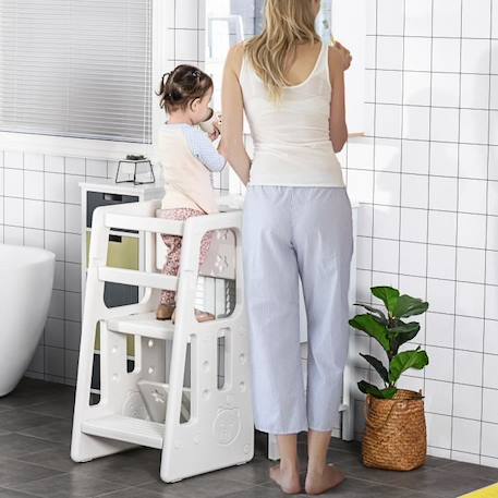 Tabouret bébé Homcom modèle d'apprentissage - 47 x 47 x 90 cm - Blanc BLANC 2 - vertbaudet enfant 