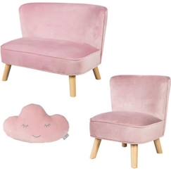 ROBA Canapé et Fauteuil Enfant Lil Sofa  + Coussin Décoratif Nuage - Ensemble en Velours - Rose/mauve  - vertbaudet enfant