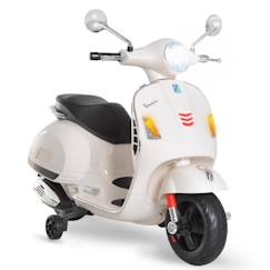 Jouet-Scooter électrique pour enfants Vespa HOMCOM - Blanc - 4 roues - Phare LED - Port USB - MP3 - Klaxon