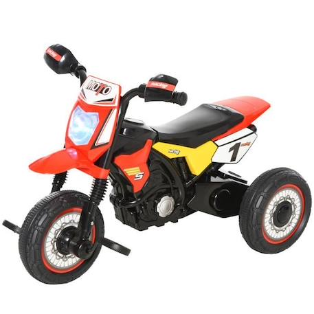 Tricycle Enfant Moto Cross Effets Musicaux et Lumineux avec Coffre de Rangement Rouge - HOMCOM ROUGE 1 - vertbaudet enfant 