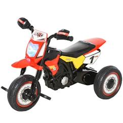 Tricycle Enfant Moto Cross Effets Musicaux et Lumineux avec Coffre de Rangement Rouge - HOMCOM  - vertbaudet enfant