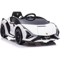 Jouet-Jeux de plein air-Véhicules enfant-Voiture électrique enfant HOMCOM - Lamborghini Sian - 12V - Effets sonores et lumineux - Blanc