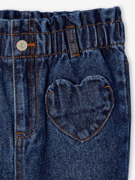 Jean paperbag fille poches coeur bleu moyen+denim brut 8 - vertbaudet enfant 