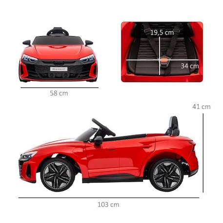 Voiture électrique enfant Audi RS e-tron GT - HOMCOM - V. max. 5 Km/h - Effets sonores et lumineux - Rouge ROUGE 3 - vertbaudet enfant 