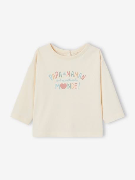 T-shirt à message bébé en coton bio vanille 1 - vertbaudet enfant 