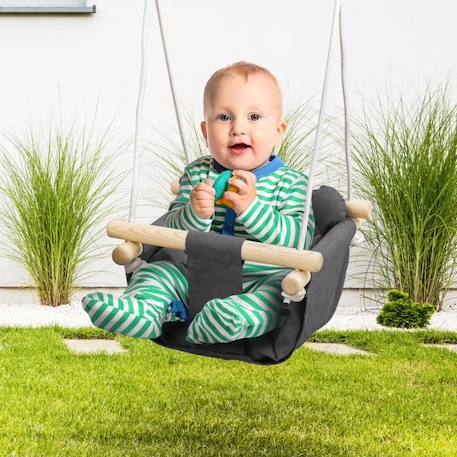 Balançoire bébé enfant siège bébé balançoire réglable barre sécurité accessoires inclus coton gris 40x40x25cm Gris BLANC 2 - vertbaudet enfant 