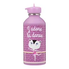 -Gourde enfant Acier inoxydable - Facile à nettoyer - Gourde réutilisable - Contenance 300ml - 17cm x 6,5cm - J'adore la danse