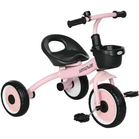 Tricycle enfant AIYAPLAY - Siège réglable avec dossier - Pédales antidérapantes - Panier avant - Rose BLANC 1 - vertbaudet enfant 