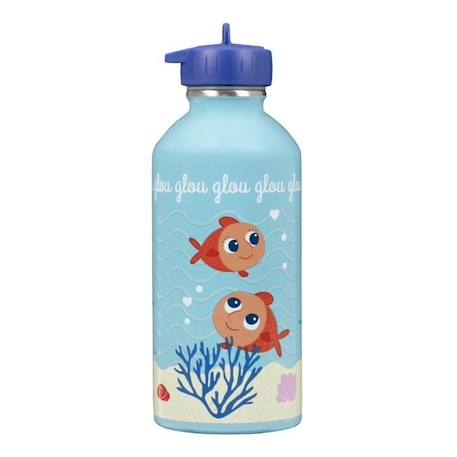 Gourde Inox Enfant - Draeger Paris - Glou Glou Glou - Multicolore - Bleu - Acier inoxydable - 17 x 6,5 cm  - vertbaudet enfant