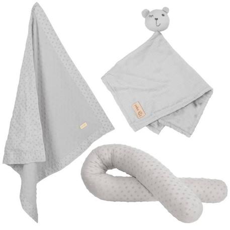 ROBA Coffret Bébé Lil Planet - 3 PCS - 1 Coussin Traversin + 1 Couverture + 1 Doudou - Cadeau de Naissance - Gris Argenté  - vertbaudet enfant