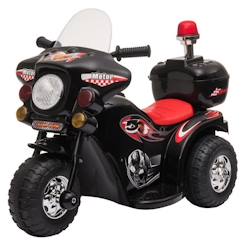 Moto scooter électrique pour enfants modèle policier 6 V 3 Km/h fonctions lumineuses et sonores top case noir  - vertbaudet enfant
