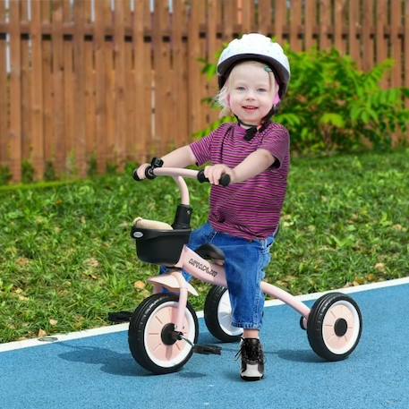 Tricycle enfant AIYAPLAY - Siège réglable avec dossier - Pédales antidérapantes - Panier avant - Rose BLANC 2 - vertbaudet enfant 