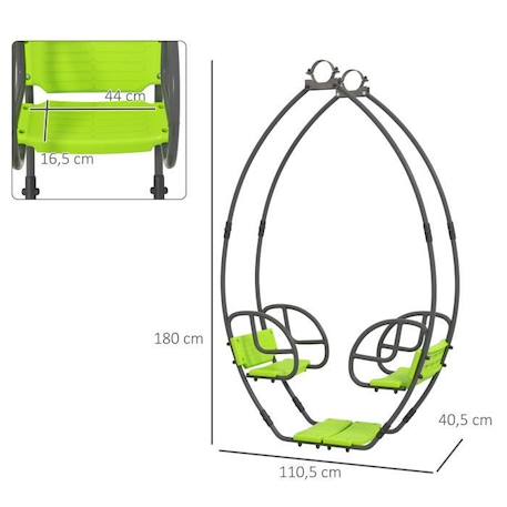 Balançoire agrès face à face enfant 3 à 6 ans - assises, dossiers, repose-pieds - acier gris PE vert VERT 3 - vertbaudet enfant 