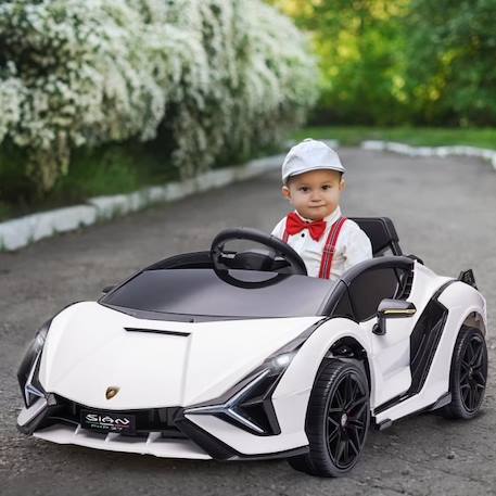 Voiture électrique enfant HOMCOM - Lamborghini Sian - 12V - Effets sonores et lumineux - Blanc ROUGE 2 - vertbaudet enfant 