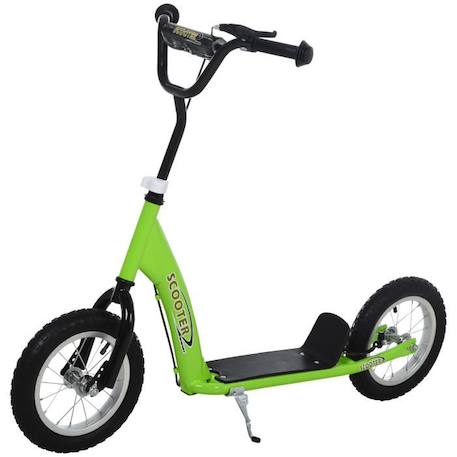 HOMCOM Trottinette patinette Enfants à partir de 5 Ans Grandes Roues Guidon réglable poignée Frein et béquille Acier Vert VERT 1 - vertbaudet enfant 