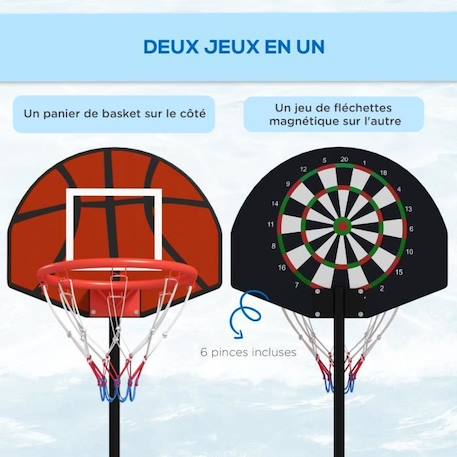 Support panier de basket-ball jeu de 6 fléchettes magnétiques 2 en 1 NOIR 4 - vertbaudet enfant 