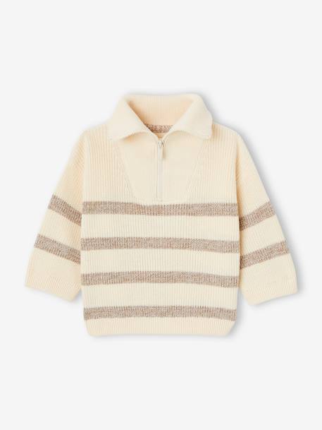 Pull rayé camionneur zippé bébé vanille 2 - vertbaudet enfant 