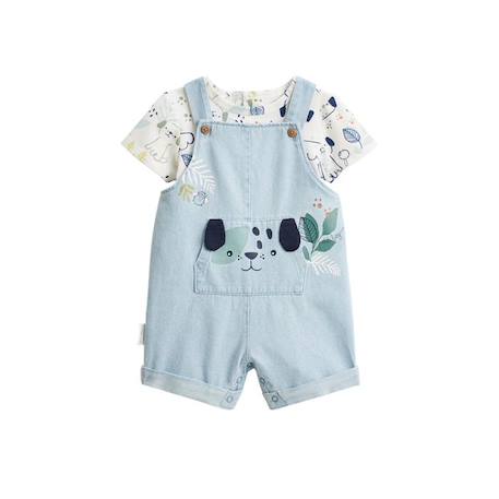 Ensemble salopette bébé en chambray et t-shirt Elliot BLEU 1 - vertbaudet enfant 