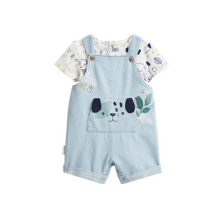 Bébé-Salopette, combinaison-Ensemble salopette bébé en jean et t-shirt Elliot