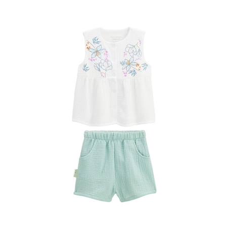 Bébé-Ensemble-Ensemble bébé t-shirt et short en gaze de coton Patroika