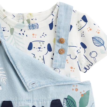 Ensemble salopette bébé en chambray et t-shirt Elliot BLEU 3 - vertbaudet enfant 