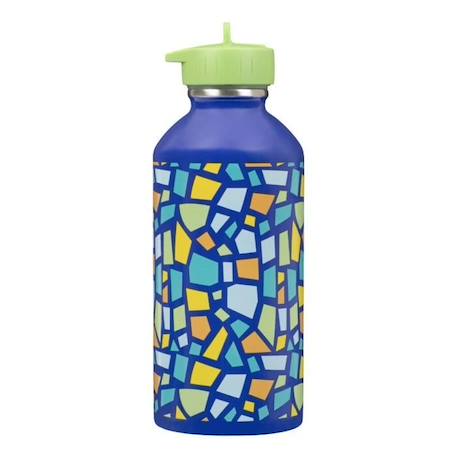 Gourde enfant Acier inoxydable - Facile à nettoyer - Gourde réutilisable - Contenance 300ml - 17 cm x 6,5 cm - Bleu - Mosaïque BLEU 1 - vertbaudet enfant 