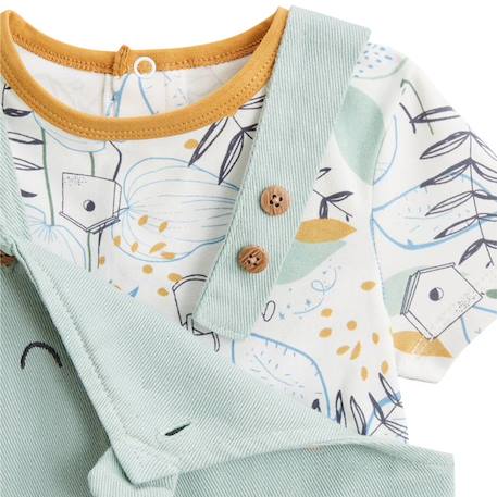 Ensemble salopette bébé en jean et t-shirt Garden Party VERT 3 - vertbaudet enfant 