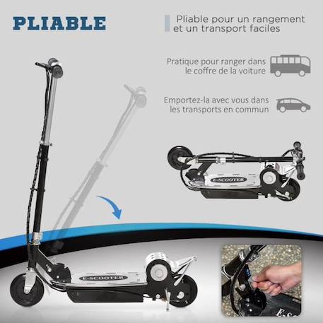 Trottinette électrique pliable pour enfants HOMCOM - 120 W - Noir et argent - 14 ans et plus - 13 Km/h max. NOIR 4 - vertbaudet enfant 