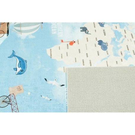 Tapis Enfant Carte Du Monde Happy Bleu par Nazar Rugs Bleu 80 x 150 cm BLANC 3 - vertbaudet enfant 