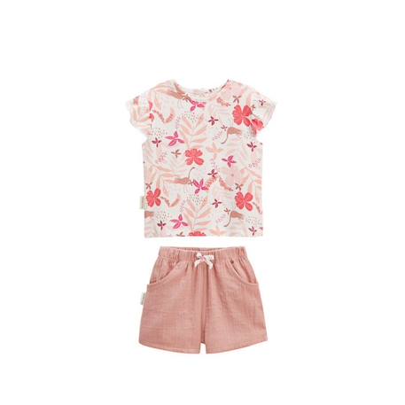 Ensemble bébé t-shirt et short en gaze de coton Lipsi ROSE 1 - vertbaudet enfant 