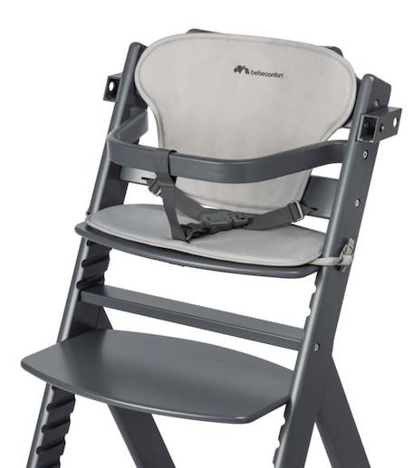 BEBECONFORT Timba + coussin, Chaise haute bébé, Chaise bois, De 6 mois à 10 ans (30kg), Mineral Graphite GRIS 5 - vertbaudet enfant 