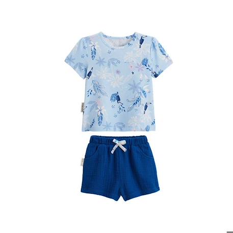 Ensemble bébé t-shirt et short en gaze de coton Bella Chica BLEU 1 - vertbaudet enfant 