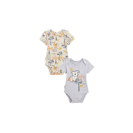 Lot de 2 bodies bébé manches courtes Tapioca GRIS 1 - vertbaudet enfant 