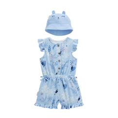 Combishort bébé + chapeau en gaze de coton bleue Bella Chica  - vertbaudet enfant