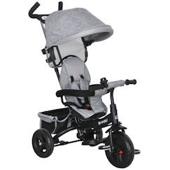 Tricycle Enfant HOMCOM évolutif Pare-Soleil Pliable Canne télescopique Amovible 95 x 50 x 106 cm Acier Gris Noir  - vertbaudet enfant