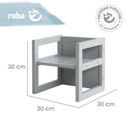 ROBA Tabouret d'Enfant - Style Maison de Campagne - Chaise Réversible à 3 Hauteurs d'Assise - Bois Gris GRIS 5 - vertbaudet enfant 