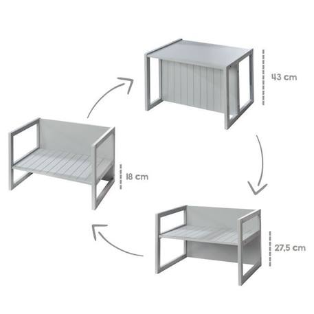 ROBA Banquette Enfant Réglable à 2 Hauteurs d'Assise - Convertible en Table - Style Campagne - Gris GRIS 4 - vertbaudet enfant 