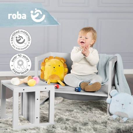 ROBA Tabouret d'Enfant - Style Maison de Campagne - Chaise Réversible à 3 Hauteurs d'Assise - Bois Gris GRIS 6 - vertbaudet enfant 